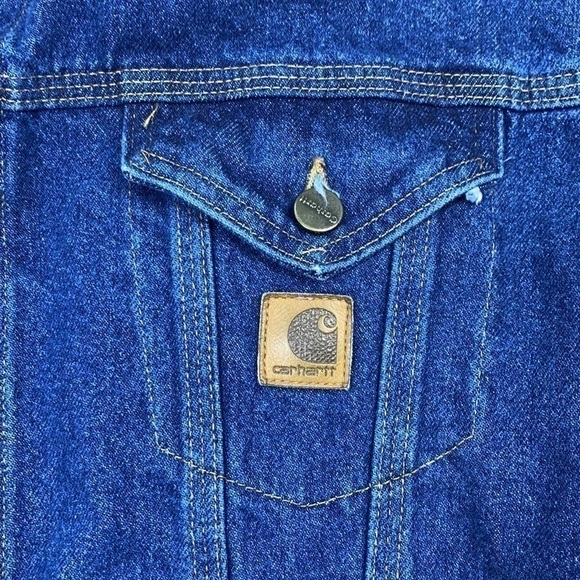 Carhartt Denim Button Front Branded Trucker Jacket J12 DST Size XL - Picture 3 of 7
